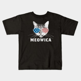 Meowica USA American Flag Cat Kids T-Shirt